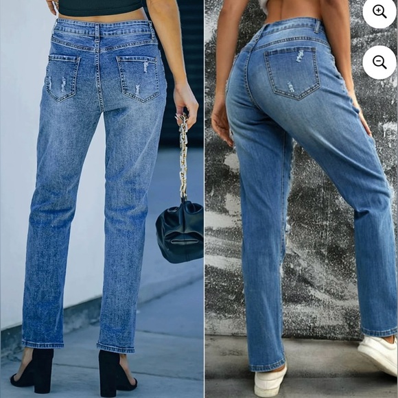 Floral distressed Blue Jeans - Picture 2 of 9